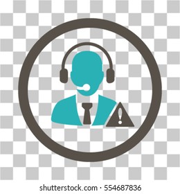 Emergency Service Operator vector pictogram. Illustration style is flat iconic bicolor grey and cyan symbol on a transparent background.