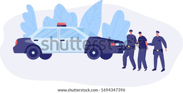 Emergency service\
police rescue vector illustration. Dangerous job in protection and\
security services, professionals and volunteers cartoon character.\
Emergency concept