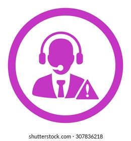 Emergency service vector icon. This rounded flat symbol is drawn with violet color on a white background.
