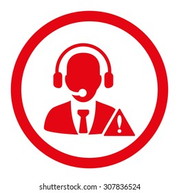 Emergency service vector icon. This rounded flat symbol is drawn with red color on a white background.