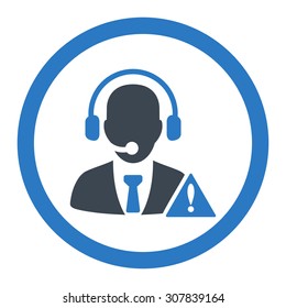 Emergency service vector icon. This rounded flat symbol is drawn with smooth blue colors on a white background.