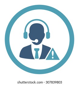 Emergency service vector icon. This rounded flat symbol is drawn with cyan and blue colors on a white background.
