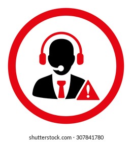 Emergency service vector icon. This rounded flat symbol is drawn with intensive red and black colors on a white background.