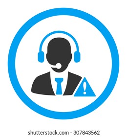 Emergency service vector icon. This rounded flat symbol is drawn with blue and gray colors on a white background.