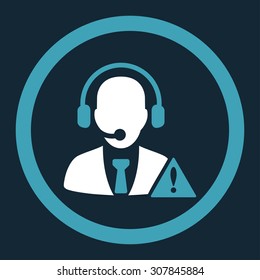 Emergency service vector icon. This rounded flat symbol is drawn with blue and white colors on a dark blue background.