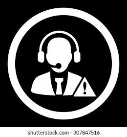 Emergency service vector icon. This rounded flat symbol is drawn with white color on a black background.