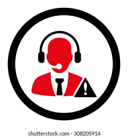 Emergency service vector icon. This rounded flat symbol is drawn with intensive red and black colors on a white background.