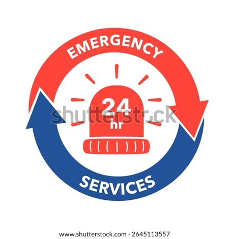 Emergency services 24 hours in flat design on white background vector illustration
