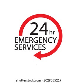 Notfalldienste 24 Stunden Symbol Vektorgrafik
