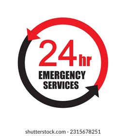 Emergency services 24 hours icon. Vector illustration