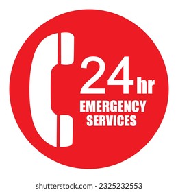 Emergency services 24 hours icon. Vector illustration