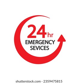 Icono de servicios de emergencia las 24 horas. Ilustración del vector