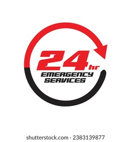 Emergency services 24 hours icon. Vector illustration