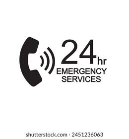 Servicios de emergencia 24 horas icono. Ilustración vectorial
