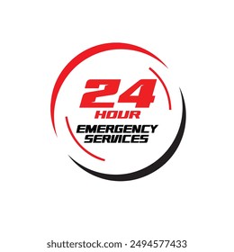 Emergency services 24 hours icon. Vector illustration