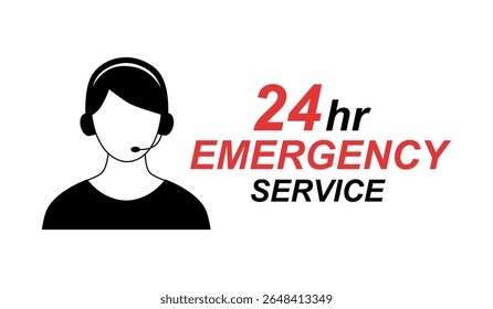 Emergency services 24 hours icon vector illustration. Hotline service symbol.