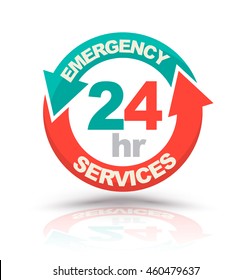 Emergency services 24 hours icon. Vector illustration
