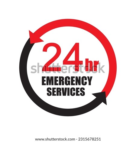 Emergency services 24 hours icon. Vector illustration