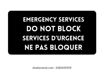 Emergency Services Black White English French Sign Vector Template