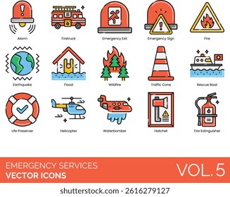 Emergency Services Icon Set contains collection of Rescue activity