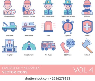 Emergency Services Icon Set contains collection of Rescue activity