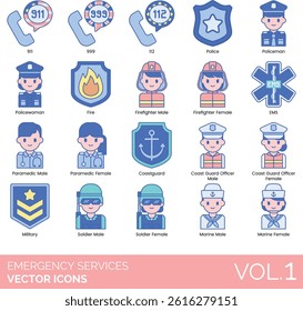 Emergency Services Icon Set contains collection of Rescue activity