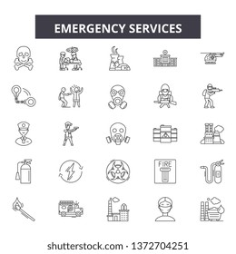 Emergency services line icons, signs, vector set, outline illustration concept 