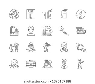 Emergency services line icons, signs, vector set, outline illustration concept 