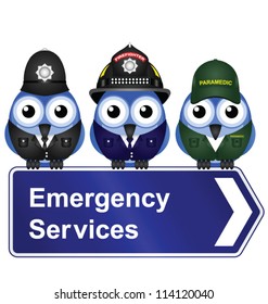 Emergency services sign isolated on white background