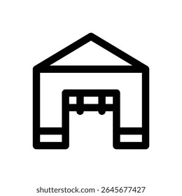 Emergency shelter. Editable stroke vector icon.