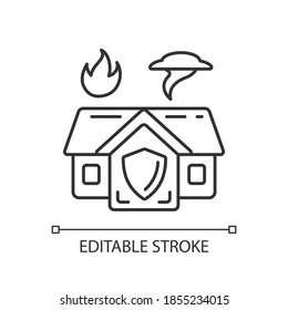 Emergency Shelter Linear Icon. Temporary Residence. Natural Disasters. Domestic Violence. Thin Line Customizable Illustration. Contour Symbol. Vector Isolated Outline Drawing. Editable Stroke