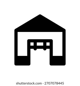 Refugio de emergencia. Icono de Vector de trazo delineado con detalles rellenos de negro.