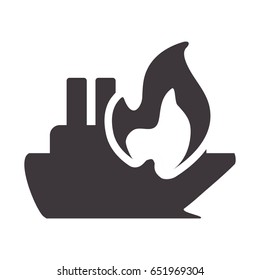 emergency ship burnt and danger disaster