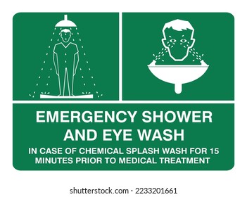 Emergency Shower and Eye Wash - Safety Signs - Emergency Information Signs - In case of Chemical Splash, Medical Treatment, Protection Signs.