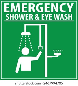 emergency shower and eye wash station laboratory emergency area sign notice vector