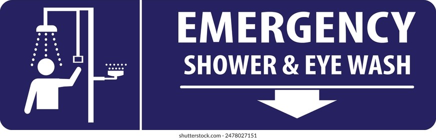 Emergency shower and eye wash station direction industrial safety sign vector notice