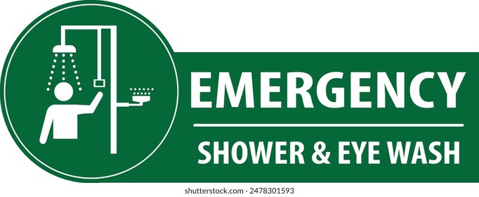 Emergency shower and eye wash station direction industrial safety sign vector notice