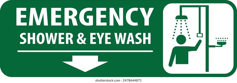 Emergency shower and eye wash station direction industrial safety sign vector notice