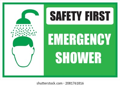 emergency shower  safety first sign vector 