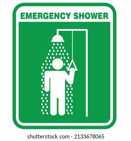 Ducha de emergencia, pegatina y vector de etiqueta