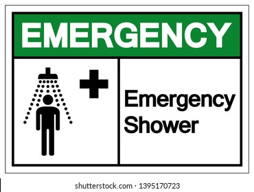 Symbol für Notdusche, Vektorillustration Illustration, einzeln auf weißem Hintergrund. EPS10 
