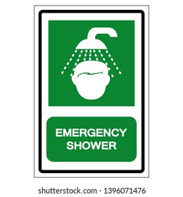 Emergency Shower Symbol Sign, Vector Illustration, Isolate On White Background Label. EPS10
