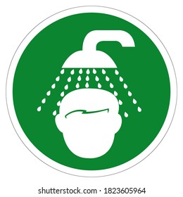 Signo de símbolo de ducha de emergencia, Ilustración vectorial, Aislado en la etiqueta de fondo blanco. EPS10 