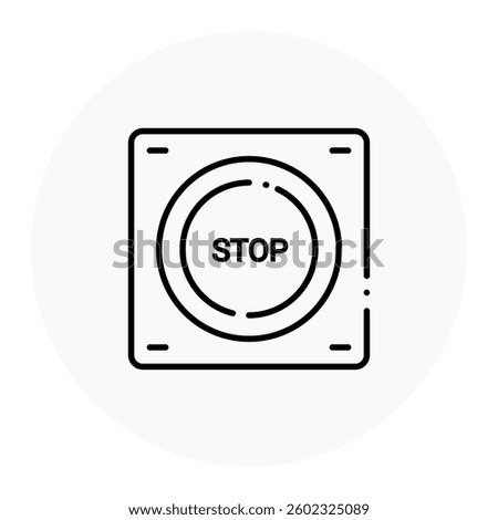 Emergency Shutdown System Icon. Power Button, Stop Function, Safety Control Concept. Illustration for Risk Prevention Concept.