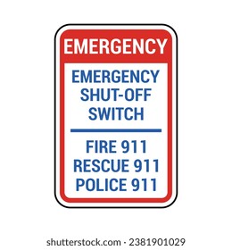 Emergency shut-off switch sign isolated on white background. Hotline symbol modern, simple, vector, icon for website design, mobile app, ui. Vector Illustration