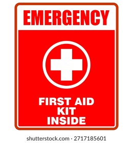 Emergency sign, first aid kit inside, sign vector