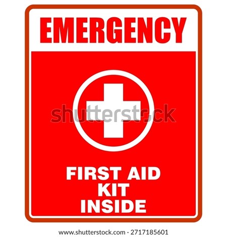 Emergency sign, first aid kit inside, sign vector