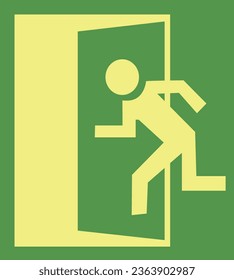 emergency sign green and yellow exit