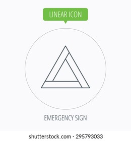 Emergency sign icon. Caution triangle sign. Linear outline circle button. Vector