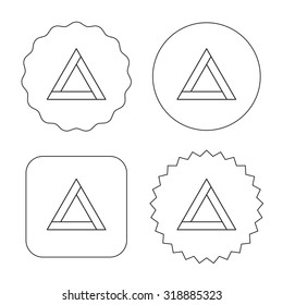 Emergency sign icon. Caution triangle sign. Flat circle, star and emblem buttons. Labels design. Vector